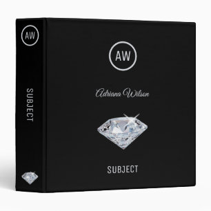 Sparkle Diamonds Monogram School Office Binder