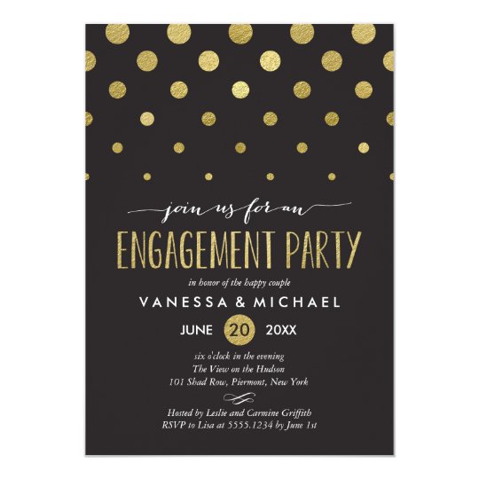Sparkle Dots Engagement Party Invitation