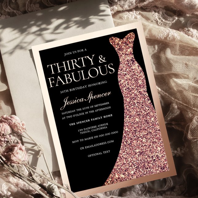 Sparkle Dress 30th Birthday Party Black Rose Gold  (Creator Uploaded)