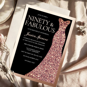 Sparkle Dress 90th Birthday Party Black Rose Gold