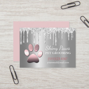 Sparkle Drip Shimmer Dog Paw Pet Grooming Service  Business Card
