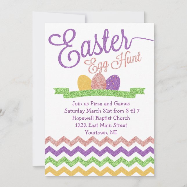 Sparkle Easter Egg Hunt Invitation (Front)