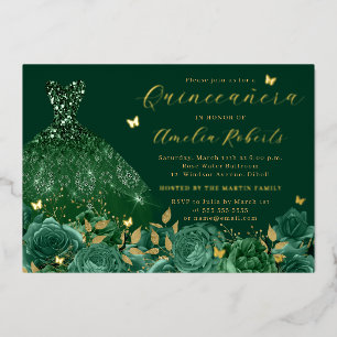 Sparkle Emerald Dress Gold Floral Butterfly 