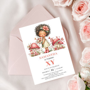 Sparkle Fairy 6th Birthday Pink Mushroom Invitatio Invitation