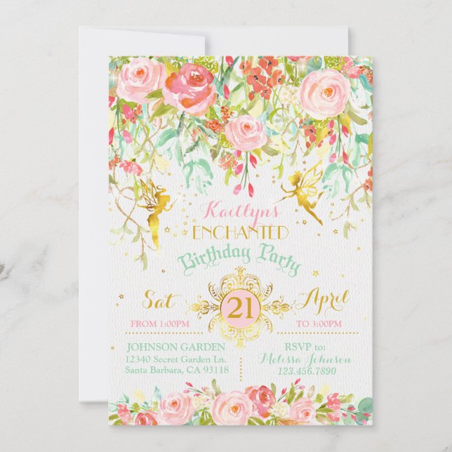 Sparkle Fairy Enchanted Garden Birthday Invitation (Front)