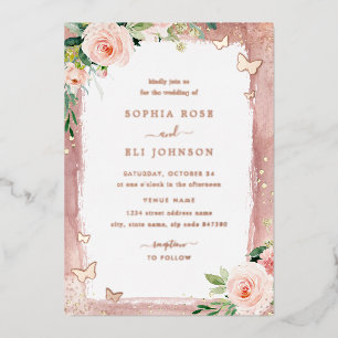 Sparkle Floral Blush Pink Real Rose Gold Wedding
