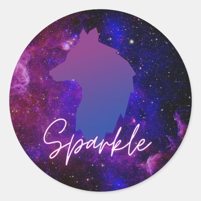 Sparkle galaxy wolf sticker (Front)
