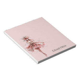 Sparkle Girl in Pink Rose Gold Dress Notepad