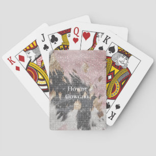 Sparkle Girly Pink Black Gold Cowgirl Cowhide Playing Cards