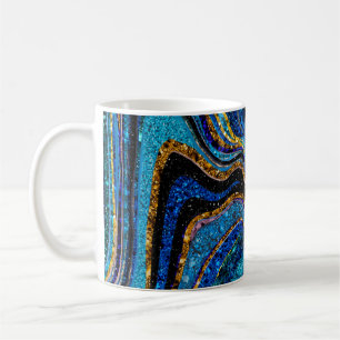 Sparkle Glam Glitter girly marble art blue Coffee Mug