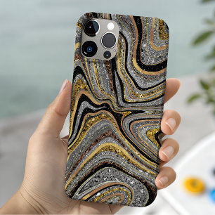 Sparkle Glam Glitter girly marble art grey gold Ca iPhone 13 Case