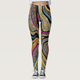 Sparkle Glam Glitter girly marble art grey Leggings