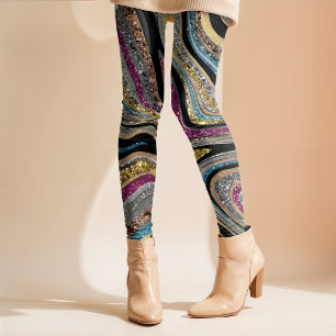 Sparkle Glam Glitter girly marble art grey Leggings