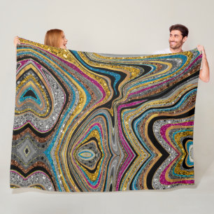 Sparkle Glam glittery girly marble art Fleece Blanket