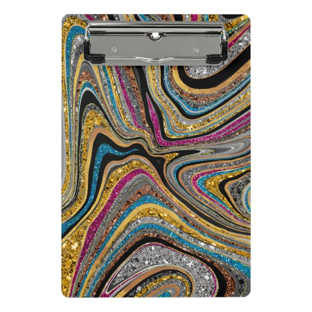 Sparkle Glam glittery girly marble art Mini Clipboard (Front)