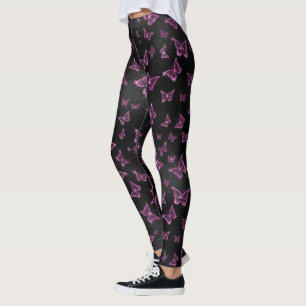 Sparkle Glam Hot Pink Butterflies Leggings