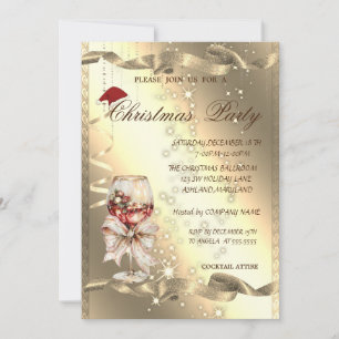 Sparkle Glass Bow Corporate Christmas Party, Invitation