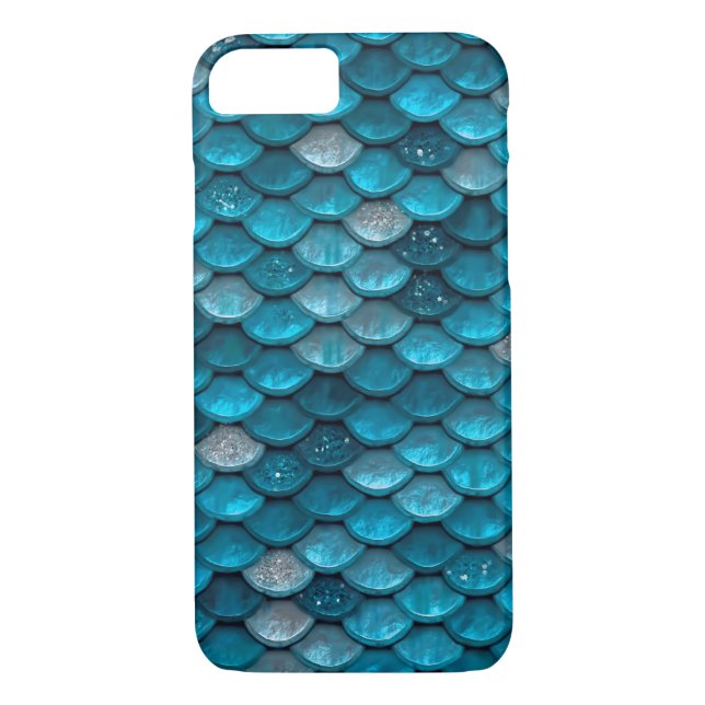 Sparkle Glitter Blue Teal Aqua Mermaid Scales Case-Mate iPhone Case (Back)