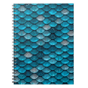 Sparkle Glitter Blue Teal Aqua Mermaid Scales Notebook