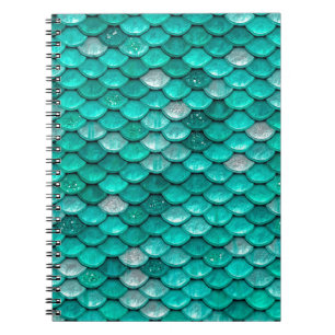 Sparkle Glitter Green Aqua Mermaid Scales Notebook