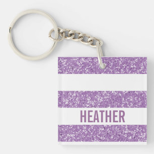 Sparkle Glitter Look Stripes Acrylic Keychain