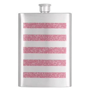 Sparkle Glitter Look Stripes Classic Flask