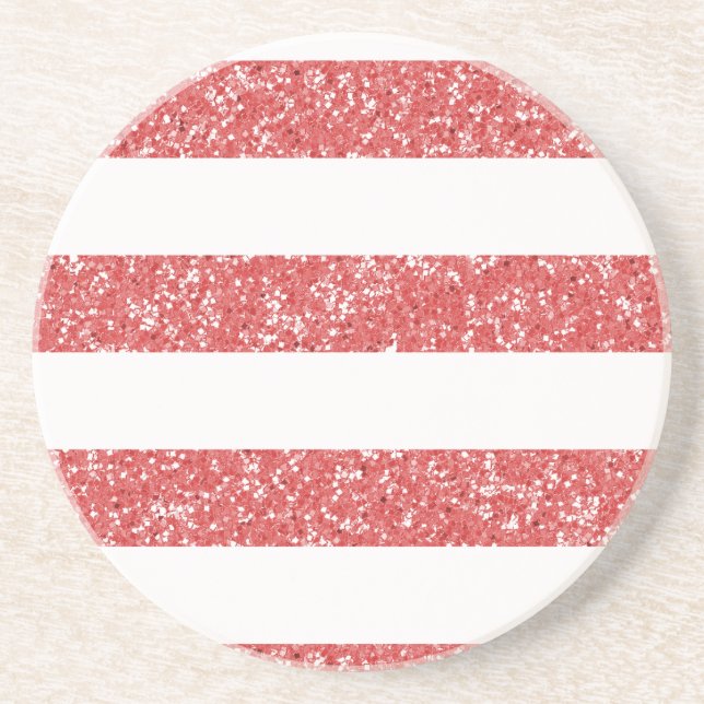 Sparkle Glitter Look Stripes Coaster (Front)