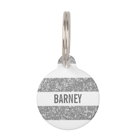Sparkle Glitter Look Stripes Dog Tag