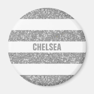 Sparkle Glitter Look Stripes Magnet