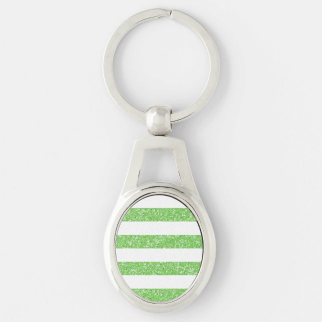 Sparkle Glitter Look Stripes Metal Keychain (Front)