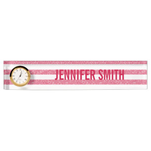 Sparkle Glitter Look Stripes Nameplate