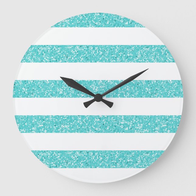 Sparkle Glitter Look Stripes Wall Clock (Front)