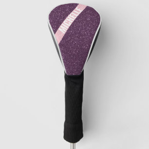 Sparkle Glitter monogram color block pink plum Golf Head Cover