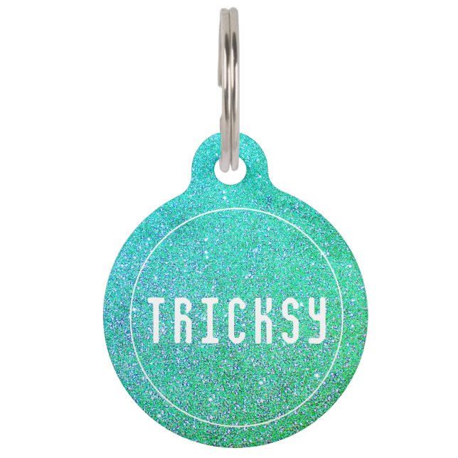 Sparkle Glitter Personalized Number Pet Tag (Front)