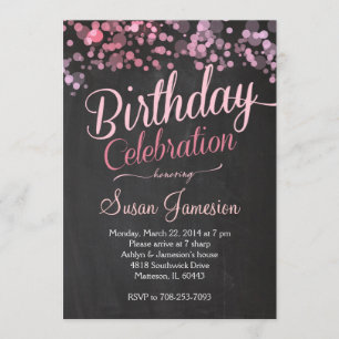 Sparkle Glitter Pink Birthday Invitation