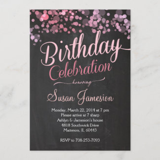 Sparkle Glitter Pink Birthday Invitation