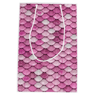 Sparkle Glitter Pink Purple Mermaid Scales Medium Gift Bag
