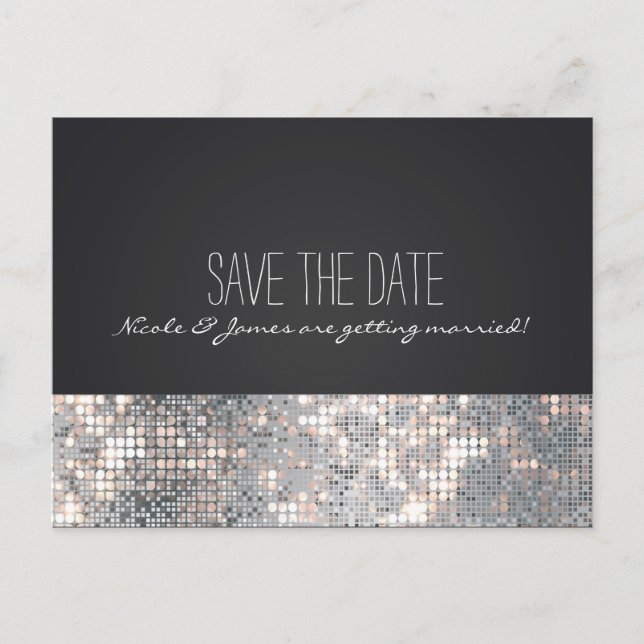 Sparkle Glitter Sequins Glamour Black Postcard (Front)
