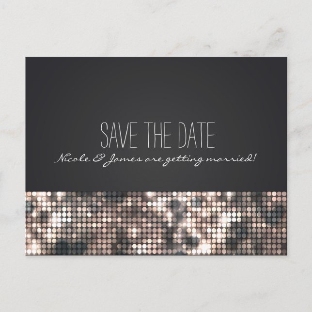 Sparkle Glitter Sequins Glamour Black Postcard (Front)
