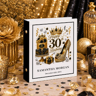 Sparkle Gold Black 30th Birthday Luxury Binder