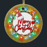 Sparkle Gold Christmas Bulbs Merry Christmas Ceramic Ornament<br><div class="desc">Customize the year of this festive Christmas tree ornament.</div>