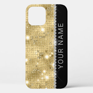 Sparkle Gold Glitter Custom Name iPhone 12 Case