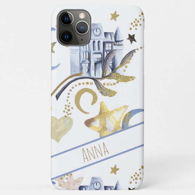 *~* Sparkle Gold Glitter Moon Stars Heart Castle Case-Mate iPhone Case (Back)