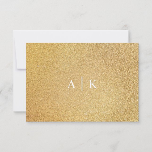 Sparkle Gold Glitter Wedding Bride Groom Initials Thank You Card (Front)