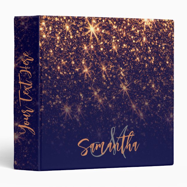 Sparkle Golden Glitter Binder (Front/Spine)
