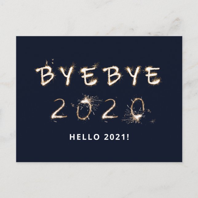 Sparkle Goodbye 2020 Hello 2021 Holiday Postcard (Front)