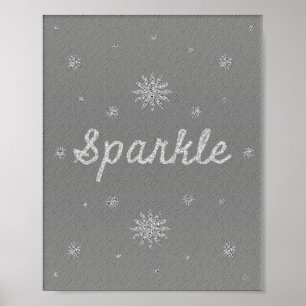Sparkle Gray with Silver Glitter Poster