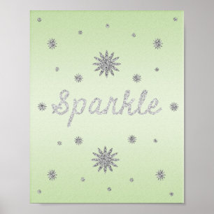 Sparkle Green with Silver Glitter Poster
