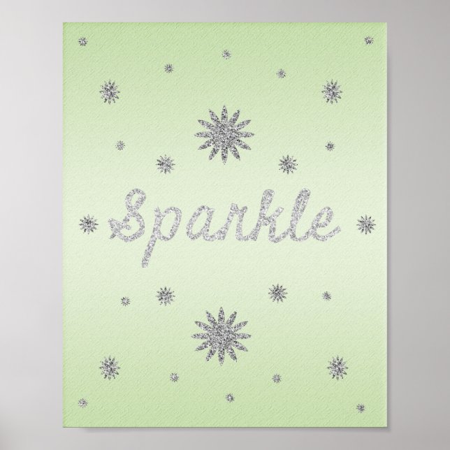 Sparkle Green with Silver Glitter Poster (Front)