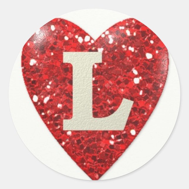 Sparkle Heart Red L Classic Round Sticker (Front)